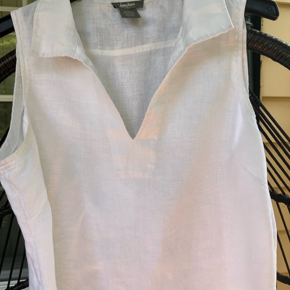 NEIMAN MARCUS LINEN WHITE SLEEVELESS TOP - Picture 4 of 13